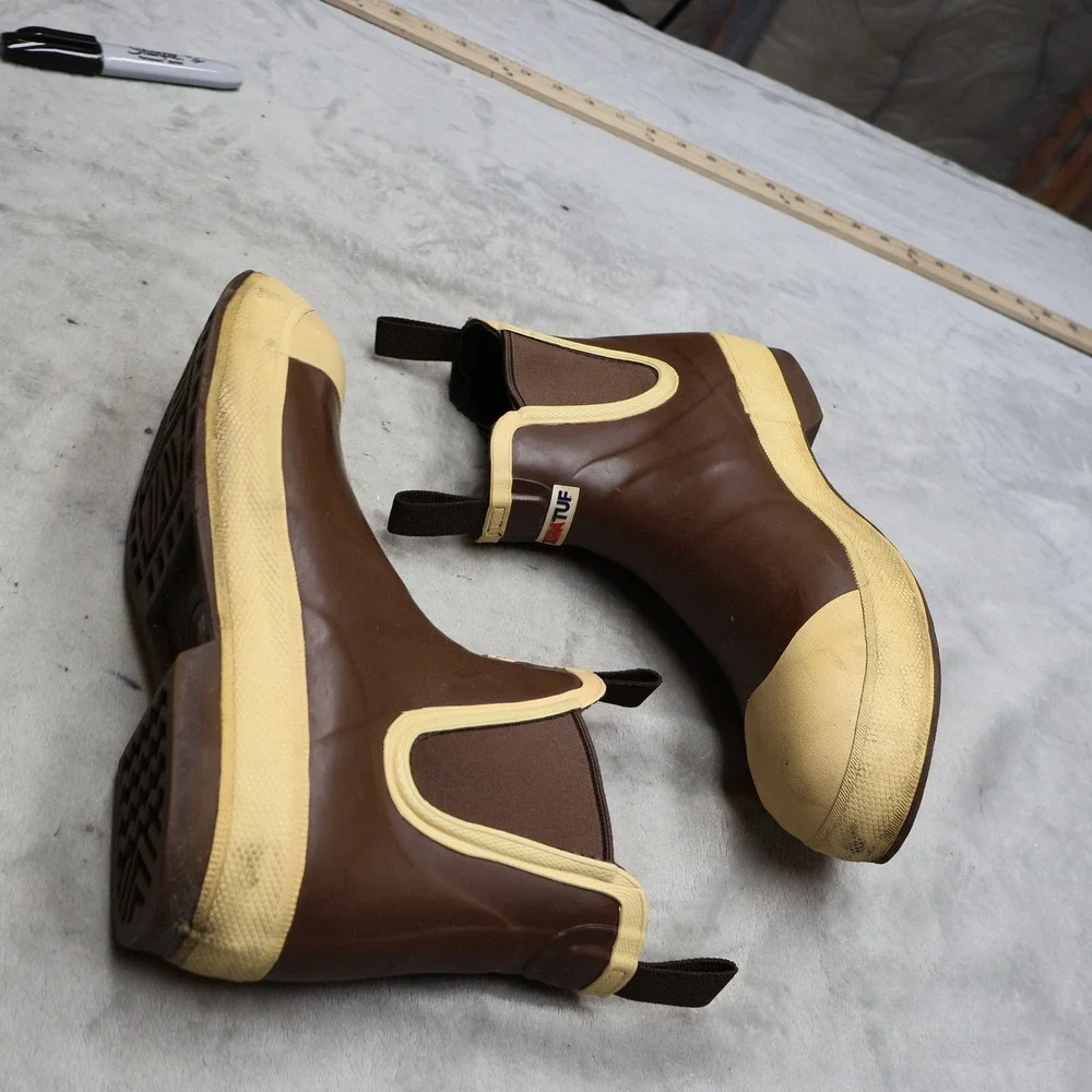XTRATUF Mens 10 Rain Boots Brown Legacy Ankle Deck Waterproof Fishing Outdoor